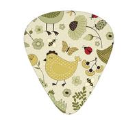 Yellow Leaves Chicken 12-Pack Guitar Picks Set â€“ Unique Single-Sided Printed Picks With Abs Material For Acoustic, Electric Guitars & Ukuleles