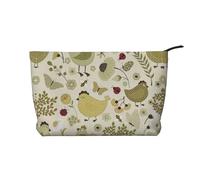 Yellow Leaves Chicken Corduroy Makeup Bag Travel Cosmetic Bag Organizer Toiletry Bag