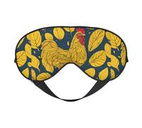 Yellow Leaves Chicken Print Eye Mask,Soft Blackout Blindfold Eye Cover for Women Men Full Night's Sleep,Travel