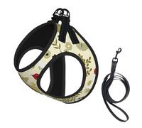 Yellow Leaves Chicken Print Harness Leash Set For Cat And Small Dog, Adjustable, Reflective, And Escape-Proof Vest With Soft Breathable Mesh Lining