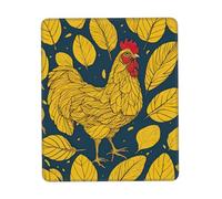 Yellow Leaves Chicken Print Small Desk Pad,Rubber Base with Precision Stitched Edges,Perfect for Office,Gaming