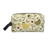 Yellow Leaves Chicken Printed Big Capacity Storage Bag, Portable Toiletry Organizer with Secure Zipper Closure