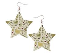 Yellow Leaves Chicken Printed Leather Pierced Earring Set, 1 Pair Lightweight Bohemian Earrings Birthday Party Jewelry Gifts For Women