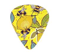 Yellow lemon and bee 12 pcs guitar cubes, 3 thicknesses contain 0.46mm, 0.71mm, 0.96mm, with storage box