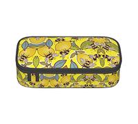 Yellow Lemon and Bee Large Pencil Case for Girls and Boys, Aesthetic Pencil Bag with Multi Compartments for Adults, Office Stationary Organizer Practical for Kids Teenage Women Men