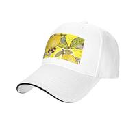 Yellow Lemon and Bee Print Adjustable Size Sandwich Baseball Cap Breathable Unisex Casual Hat Daily Use Sport