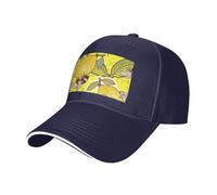Yellow Lemon and Bee Print Adjustable Size Sandwich Baseball Cap Breathable Unisex Casual Hat Daily Use Sport