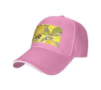 Yellow Lemon and Bee Print Adjustable Size Sandwich Baseball Cap Breathable Unisex Casual Hat Daily Use Sport