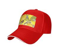 Yellow Lemon and Bee Print Adjustable Size Sandwich Baseball Cap Breathable Unisex Casual Hat Daily Use Sport