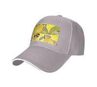 Yellow Lemon and Bee Print Adjustable Size Sandwich Baseball Cap Breathable Unisex Casual Hat Daily Use Sport