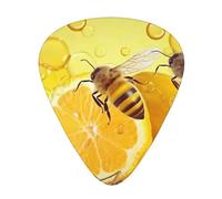 Yellow Lemon And Bee Print Guitar Pick Comfortable Feel, Clear Sound, Multiple Thicknesses For Varied Tones