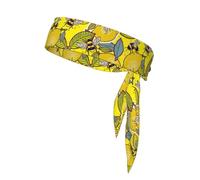 Yellow Lemon and Bee Sports Head Tie - Dry Head Tie - Unisex Sweatband - Ideal for Running, Football, Tennis