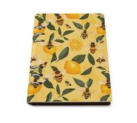 Yellow Lemon And Bee Trendy Notebook Binder A5 Slim Foldable Binder 6 Metal Ring Refillable Paper Notepad