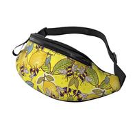 Yellow Lemon and Bee Waist Bag Bumbags for Men Women, Print Polyester Waist Pack for Travel Walking Sport with Adjustable Strap