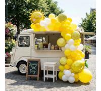 Yellow lemon Balloon Garland Arch kit with Sun lemon mylar Balloons for Summer birthday main squeeze Bridal Shower Sweet Baby shower Lemonade Party Decorations lemonade stand supplies