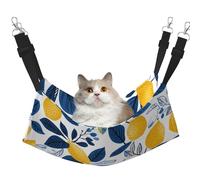 Yellow Lemon Blue Leaves Printed Pet Hammock - Sleeping Hammock For Cats, Rabbits, Ferrets, Puppies, Small Animals