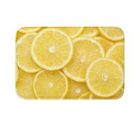 Yellow Lemon Crystal Velvet Lock Edge Floor Mat 40x60, Non Slip, Easy To Clean, Comfortable Foot Feel