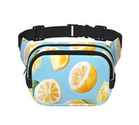 Yellow Lemon Double Layer Waist Bag Pack Summer Fruit Bum Bag Fanny Pack for Men Women, Adjustable Belt Bag for Travel Hiking Running Cycling Festival