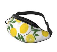 Yellow Lemon Fanny Pack for Women Men Fashion Waist Bag Leaf Summer Fruit Belt Bags with Adjustable Strap Casual Bum Bag for Cycling Workout Hiking Traveling Running Sport