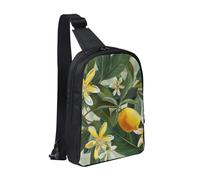 Yellow Lemon Flower Printed Chest Bag Sling Bag for Men Women, Waterproof Crossbody Backpack Men Bag for Runner Workout Hiking Cycling Travel