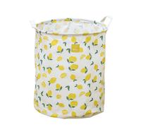 (Yellow Lemon) Fruits Printed Freestanding Laundry Hamper Collapsible Large Clothes Basket with Easy Carry Extended Handles for Clothes Toys