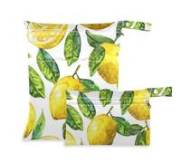 Yellow Lemon Green Leaves mess-proof dry bag waterproof 2 Pack travel essentials for babies with handles for pool, travel