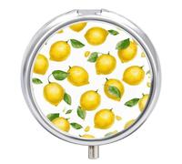 Yellow Lemon Pill Organizer 3 Compartment Small Pill Case Round Medicine Organizer Box Portable Travel Pill Box and Vitamin Containers for Supplement Fish Oil Planner