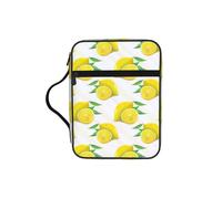 Yellow Lemon Print Bible Cover Case, Carrying Book Case with Durable Handle Bible Protective Church Bag for Men Women