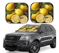 Yellow Lemon Print Car Sun Shade Windshield 2-Piece Foldable Front Windshield Sun Visor Sunshade for Car Windshield, M