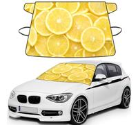 Yellow Lemon Print Car Windshield Sun Shade, Oxford Winter Windshield Cover For Snow Ice Uv Secure For All-Season