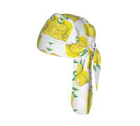 Yellow Lemon Print Cycling Headwrap Under Helmet Skull Cap Sweat Wicking Quick Dry for Patriotic Event Gift