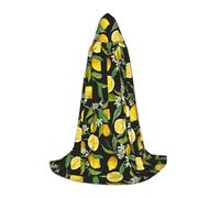 Yellow Lemon Print Hooded Cloak Teens Kids Adults Halloween Gothic Variety Carnival Cosplay Costume
