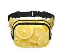 Yellow Lemon Print Men and Women Square Double Layer Waist Bag Workout Crossbody Travel Waist Bag, Black, One Size