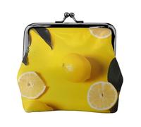Yellow Lemon Print Printed Coin Purse Pouch-Mini Coin Wallet,Change Purse,Leather Coin Pouch Holder For Woman Girls, Black, One Size, Modern,european Style, Retro