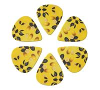 Yellow Lemon Print Printed Guitar Picks -6 Pcs Guitar Picks Plectrum,Guitar Accessories,Electric Guitar Pick, Bass & Ukulele 0.96mm