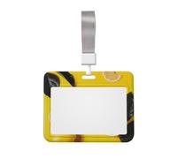 Yellow Lemon Print Printed ID Badge Holder with Lanyard, Clear Plastic Badge Holder for Work, School, Hospital, Security - Water Resistant & Dirt Proof