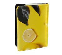 Yellow Lemon print Printed Passport Holder - 6.5 x 4.5 Inch RFID Blocking Travel Wallet,Stylish Passport Cover,Lightweight Document Organizer for Cards