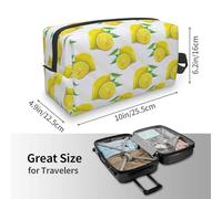 Yellow Lemon Print Toiletry Bag for Men Travel Toiletry Bag, Spacious Capacity Cosmetic Bag for Women