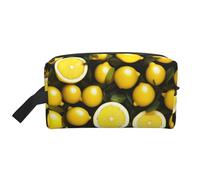 Yellow Lemon Print Toiletry Bag for Men Travel Toiletry Bag, Spacious Capacity Cosmetic Bag for Women