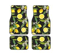 Yellow Lemon Print Vehicle Foot Mat Set 4 Pieces Floor Mats Waterproof Anti-Slip Cars Trucks SUV Vans