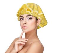 Yellow Lemon Printed,Adjustable Silk Hair Wrap Adult's Satin Sleeping Cap Hair Women's Elastic Sleep Bonnet