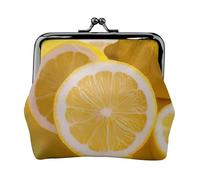 Yellow Lemon Printed Coin Purse for Women Cute PU Leather Coin Wallet Mini Coin Purse Pouch with Kiss-Lock