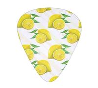 Yellow Lemon Printed Guitar Picks With Organizer Storage Box 0.46 0.71 0.96 Mm Includes Thin Medium Heavy For Bass Electric Acoustic Guitars Ukulele 12 Pack