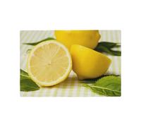 Yellow Lemon Printed Linen Placemats 4 PCS Set - Double Layer Heat Resistant Non-Slip Place Mats for Dining Room, Kitchen Table Decor, Indoor Outdoor, Housewarming Gift