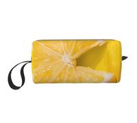 Yellow Lemon Printed Makeup Bag with Handle, Lightweight Portable Cosmetic Organiser for Travel, Gym & Daily Use – Gift for Women Girls
