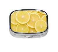 Yellow Lemon Printed,Meta Pill Box 2 Compartment Medicine Case,Portable Organizer,Rectangle Meta Portable Organizer Pill Box 2315 Compartment Medicine Case