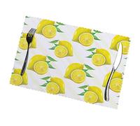 Yellow Lemon Printed Placemats Set Of 6 - Heat Insulation And Oil-Resistant Table Mats, 45x30 Cm