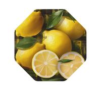 Yellow Lemon Printprint Leather Coasters Set,Suitable For Restaurants, Kitchens, Set Of 6
