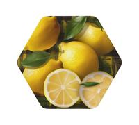 Yellow Lemon Printprint Leather Coasters Set,Suitable For Restaurants, Kitchens, Set Of 6