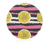 Yellow Lemon Slices Cutting Board for Kitchen Mini Cheese Chopping Board Round Tempered Glass Chopping Block for Picnic Cutting Pizza Meat Fruit(7.9 Inch)